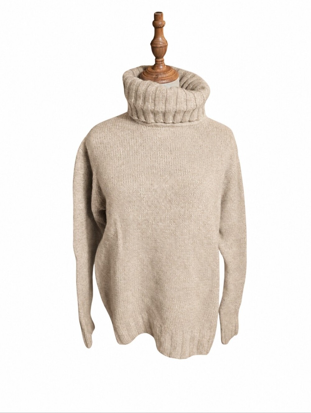 Pure & Simple Cozy Wool Turtleneck Sweater in Beige